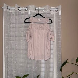 LC Lauren Conrad Lace Cold Shoulder Blouse - Light Pink